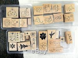 Huge Collection Stampin Up Mounted Stamp Sets Animals Hearts Flowers Big Lot