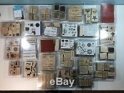 Huge Lot 194 Stamps STAMPIN UP STAMP SETS Rubber Wood Mounted and Unmounted