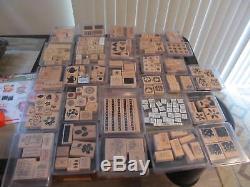 Huge Lot 224 Stampin Up! Stamp Sets Wood Rubber 28 Boxes Nice Collection Look
