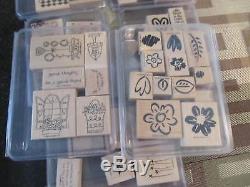 Huge Lot 224 Stampin Up! Stamp Sets Wood Rubber 28 Boxes Nice Collection Look