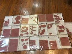 Huge Lot 32 Retired Stampin Up stamps sets Most New Unused Wooden Rubber Board