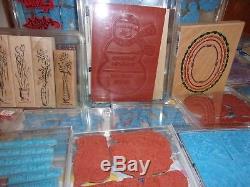 Huge Lot 400 Unused Stampin Up Rubber Stamps Happy Holidays People Trees 45 Sets