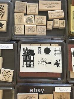 Huge Lot Of 158 Stampin' Up! Wood Mounted Rubber Stamp Sets New And Used Retired