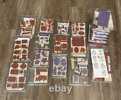 Huge Lot Of 160 Stampin' Up! Wood Mounted Rubber Stamps Most New & Retired Sets