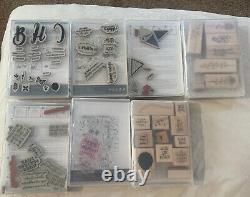 Huge Lot Of 17 Stampin Up Stamp Sets Many Retired Panda Meer Cats Letters Berry