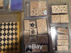 Huge Lot Of 20 Stampin' Up! Stamp Sets New & Used 97 Wooden Stamps Events Words