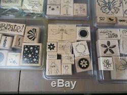 Huge Lot Of 200+ Stampin Up Wood Mounted Rubber Stamp Collection, 25 Sets