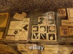 Huge Lot Of 33 Stampin' Up! Stamp Sets Wood Mounted Rubber Clear Cases