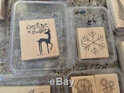 Huge Lot Retired Stampin Up Wood Stamps 29 Sets 2001 Etc Christmas Deer Mushroom