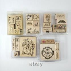 Huge Lot Rubber Stamps Stampin Up 100+ All Occasions Wood Blocks Punch 19 sets
