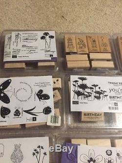 Huge Lot Stampin' Up 24 Stamp Sets Flowers Hearts Holidays Borders 126 Stamps