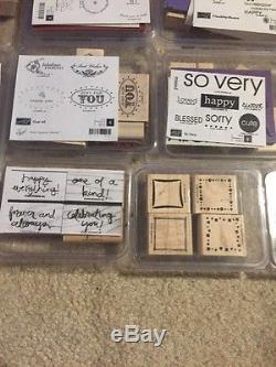 Huge Lot Stampin' Up 24 Stamp Sets Flowers Hearts Holidays Borders 126 Stamps