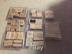 Huge Lot Stampin' Up 29 Stamp Sets Flowers Hearts Holidays Borders 175 Stamps