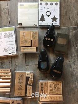 Huge Lot Stampin Up Rubber Stamp Sets, Thinlets Punches Jolly Friends Golf Men