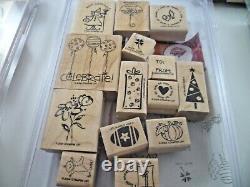Huge Lot Stampin Up Wood Mounted Rubber Stamps 22 Sets With 169 Stamps Craft