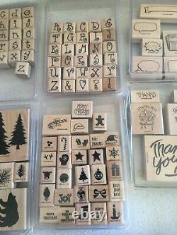 Huge Lot Wood Stamps Mostly STAMPIN UP STAMP SETS (New & Used)
