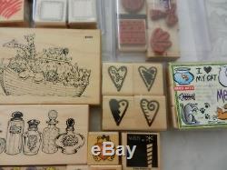 Huge Lot of 150+ Stampin Up Hero Wood Mounted & Rubber Stamp Sets New & Used
