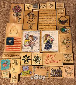 Huge Lot of 18 Stampin' Up Stamp Sets & 28 Individual Rubber Stamps New & Used