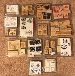 Huge Lot of 18 Stampin' Up Stamp Sets & 28 Individual Rubber Stamps New & Used