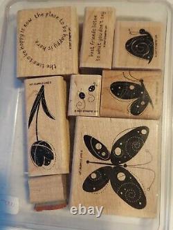 Huge Lot of 26 Retired Stampin Up Sets Assorted Wood Mount Rubber Stamps