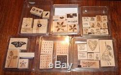 Huge Lot of 30 New and Used Stampin Up Rubber Stamp Sets Wood Mounted