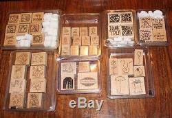 Huge Lot of 30 New and Used Stampin Up Rubber Stamp Sets Wood Mounted