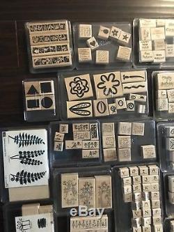 Huge Lot of 301 Wheel Stamps and Wood Mounted Rubber Stamps Stampin Up 31 Sets