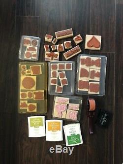 Huge Lot of 346 Wheel Stamps and Wood Mounted Rubber Stamps Stampin Up 37 Sets