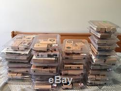 Huge Lot of 35 STAMPIN UP Retired Wood Rubber STAMP SETS 227 Pieces Retired
