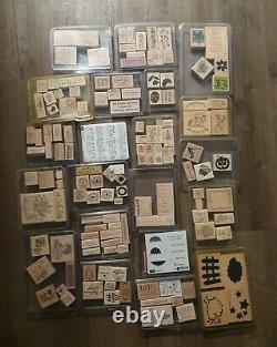 Huge Lot of 400 Wooden Rubber Stamps Stampin Up Love Animals Up With Box Sets