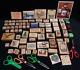 Huge Lot of 77 Stampin Up Retired Stamps Sets wood Backed Rubber New & Used