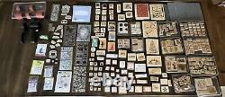 Huge Lot of Stampin' Up 400+ Stamp Sets Wood Rubber Acrylic Poly Rollers Sizzix