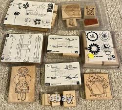 Huge Lot of Stampin Up! Ink Pads, Unused Rubber Stamp Sets, Carry Caddy & More