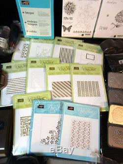 Huge Lot of Stampin Up Punches Wheels Stamp Sets WithScrapbook Storage Containers