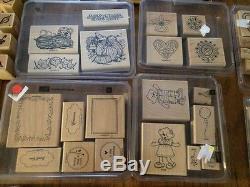 Huge Lot of Wood Mount Rubber Stamps Sets HERO ARTS Stampin' Up! Stampendous