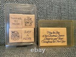 Huge Lot of Wooden Stampin Up 23 + Sets Rubber Stamps New & Used 1993-2006