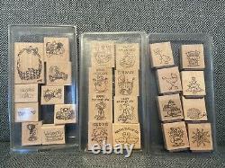Huge Lot of Wooden Stampin Up 23 + Sets Rubber Stamps New & Used 1993-2006