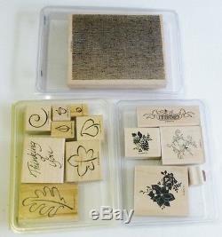 Huge Rubber Stamp STAMPIN UP LOT 24 SETS Retired SEE LIST Quotes Flowers +More