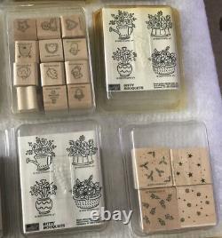 Huge Stampin' Up! 45 Wood Mount Rubber Stamp Sets Most Are 1997-99 a Few 2000-01