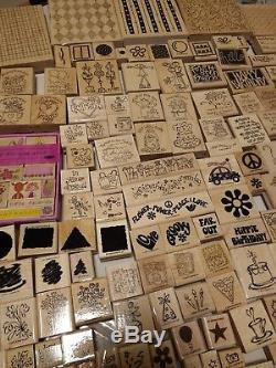 Huge Stampin Up Lot 300+ Rubber Stamps New &used Holiday Seasonal Alphabet+ Sets