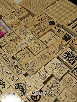 Huge Stampin Up Lot 300+ Rubber Stamps New &used Holiday Seasonal Alphabet+ Sets