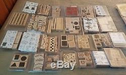 Huge Stampin Up Lot Rubber Stamps 25 New & 8 Used Sets 240 Stamps