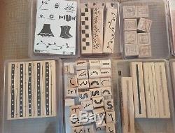 Huge Stampin Up Lot Rubber Stamps 25 New & 8 Used Sets 240 Stamps