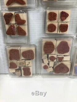 Huge Stampin Up Stamp Lot of Mixed Sets Phrases Holidays Flowers Rubber Stamps