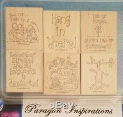 Huge Stampin Up Stamp Set Lot Elephants Hedgehogs Zoo Animals Meow Meow Cool Cat