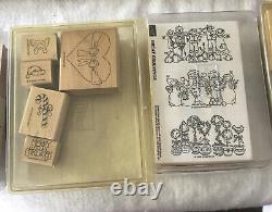 Huge Variety Lot of Wooden Stampin Up 25 Sets Rubber Stamps New & Used 1996-2001