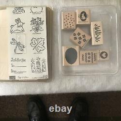 Huge Variety Lot of Wooden Stampin Up 26 Sets Rubber Stamps New & Used 1996-2001