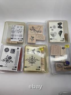 Huge Variety Lot of Wooden Stampin Up 30 Sets Rubber Stamps Used Over 100 Stamps