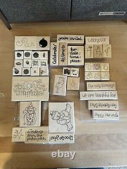 Huge lot 300+ Crafting Christmas Holidays RUBBER LOT Wood Mounted Stamp Set