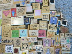 LARGE Lot 250 + 5 Stampin Up Sets Wood Rubber Stamps, Most never Used, All Sizes